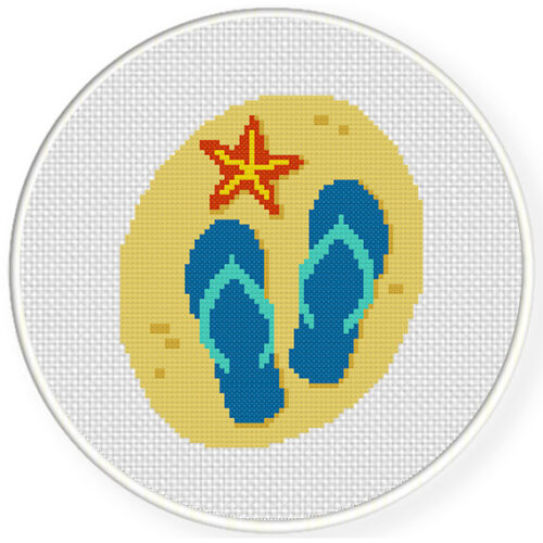 Flipflops On The Sand Cross Stitch Pattern Daily Cross Stitch - Free Footprints In The Sand Cross Stitch Pattern