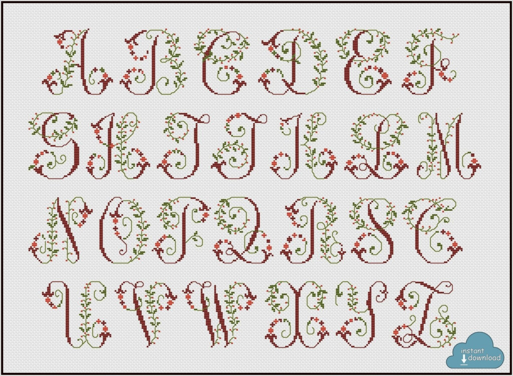 Flower Alphabet Cross Stitch Pattern Cross Stitch Patterns - Floral Alphabet Cross Stitch Patterns
