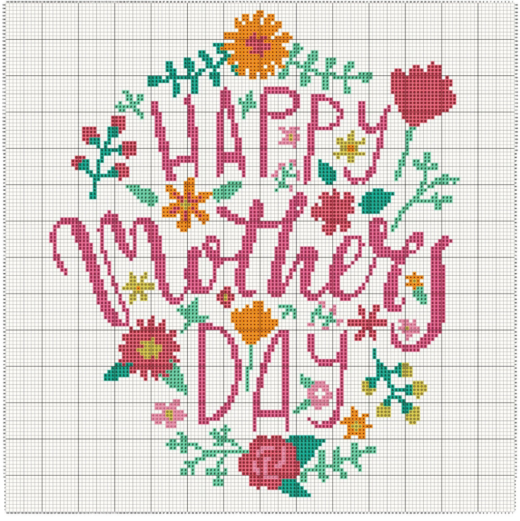 Flowers Mothers Day Cross Stitch Pattern Mom Cross Stitch Happy  - Happy Mothers Day Cross Stitch Pattern