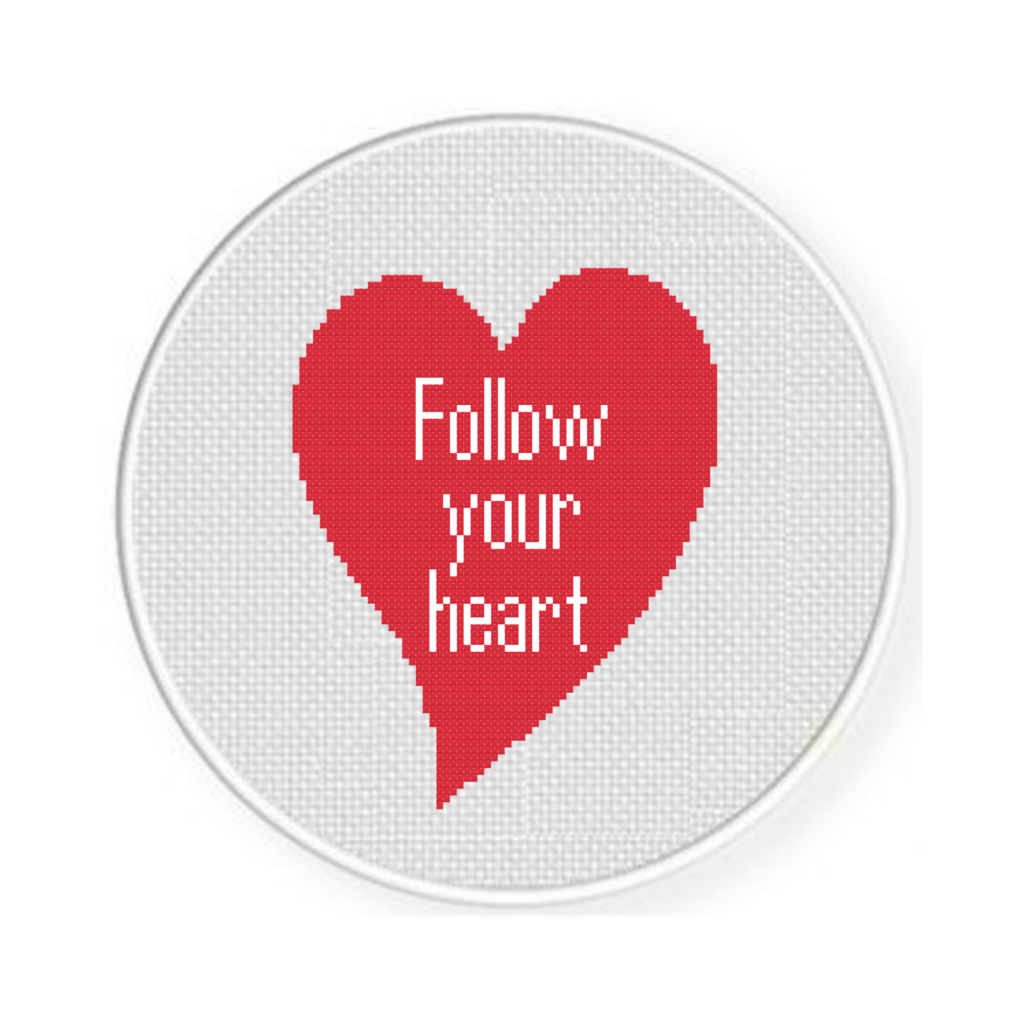 Follow Your Heart Cross Stitch Pattern Daily Cross Stitch - Cross Stitch Pattern With Color Code