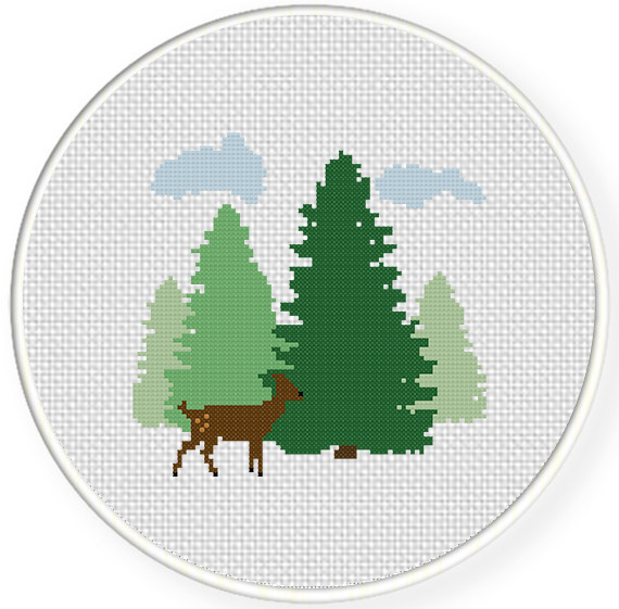 Forest Fawn Cross Stitch Pattern Daily Cross Stitch - Frosty Forest Cross Stitch Pattern