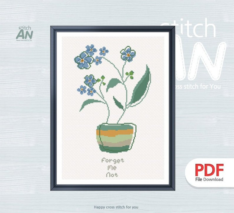 Forget Me Not Cross Stitch Pattern PDFCross Stitch Etsy de - Forget Me Not Cross Stitch Pattern