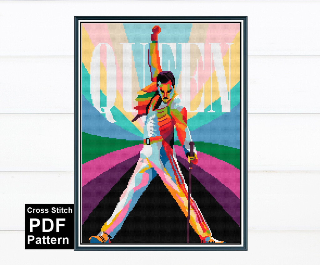 Freddie Mercury Cross Stitch Digital Pattern Modern Easy Etsy - Cross Stitch Patterns On Etsy