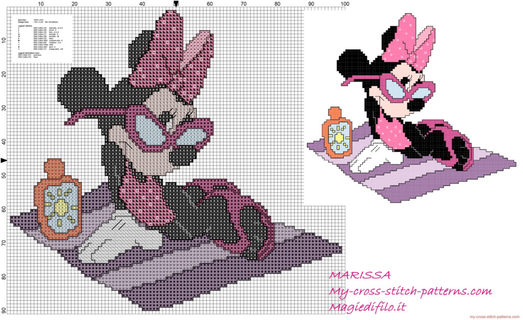 Free Cross Stitch Pattern Minnie Mouse At The Sea Free Cross Stitch  - Vera The Mouse Cross Stitch Patterns