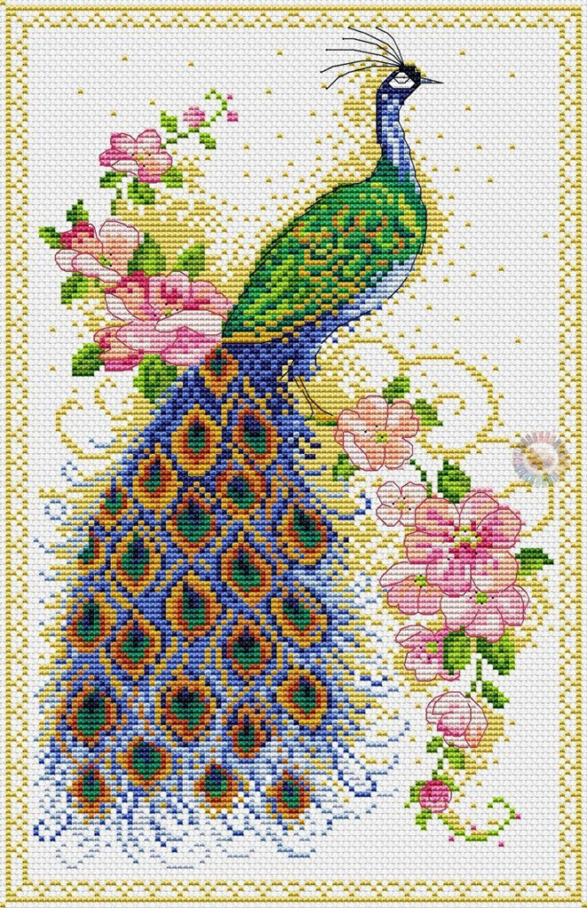 Free Peacocks Cross Stitch Charts Floral Cross Stitch Pattern Cross  - Peacock Cross Stitch Pattern Free Download