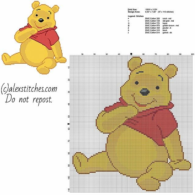 Free Printable Winnie The Pooh Cross Stitch Patterns FREE PRINTABLE - Simple Winnie The Pooh Cross Stitch Pattern