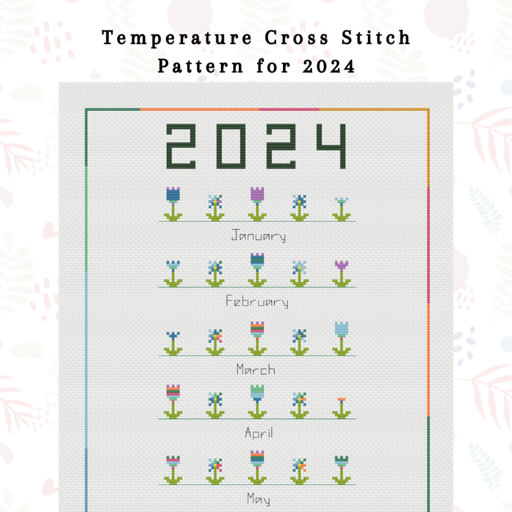 FREE Temperature Cross Stitch Pattern Tulips Daisies Jess Crafting - Temperature Tree Cross Stitch Pattern