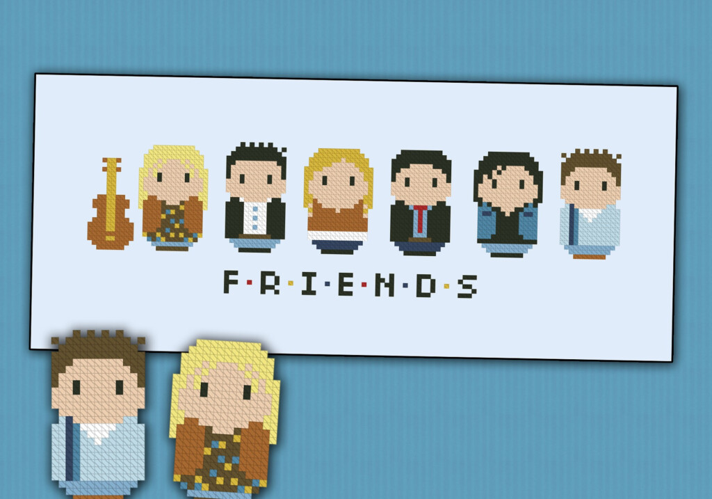 Friends TV Series Mini People Cross Stitch Patterns Products  - Friends Tv Show Cross Stitch Patterns Free
