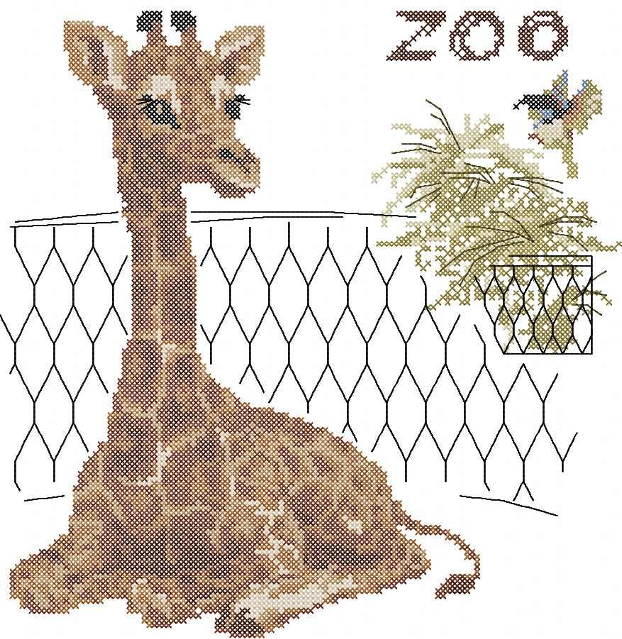 Giraffe Zoo Cross Stitch Free Embroidery Design Cross Stitch Machine  - Zoo Animal Cross Stitch Patterns