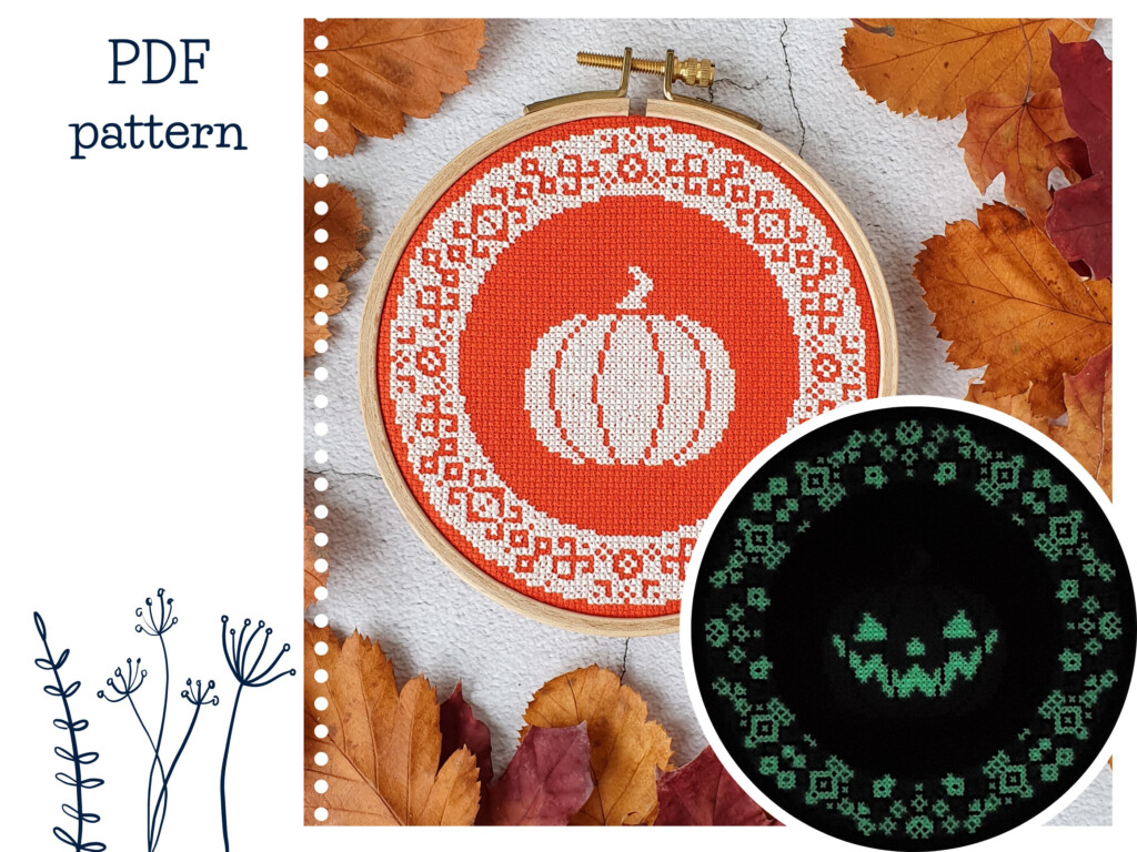 Glow In The Dark Cross Stitch Pattern Halloween Cross Stitch Etsy - Glow In The Dark Cross Stitch Patterns