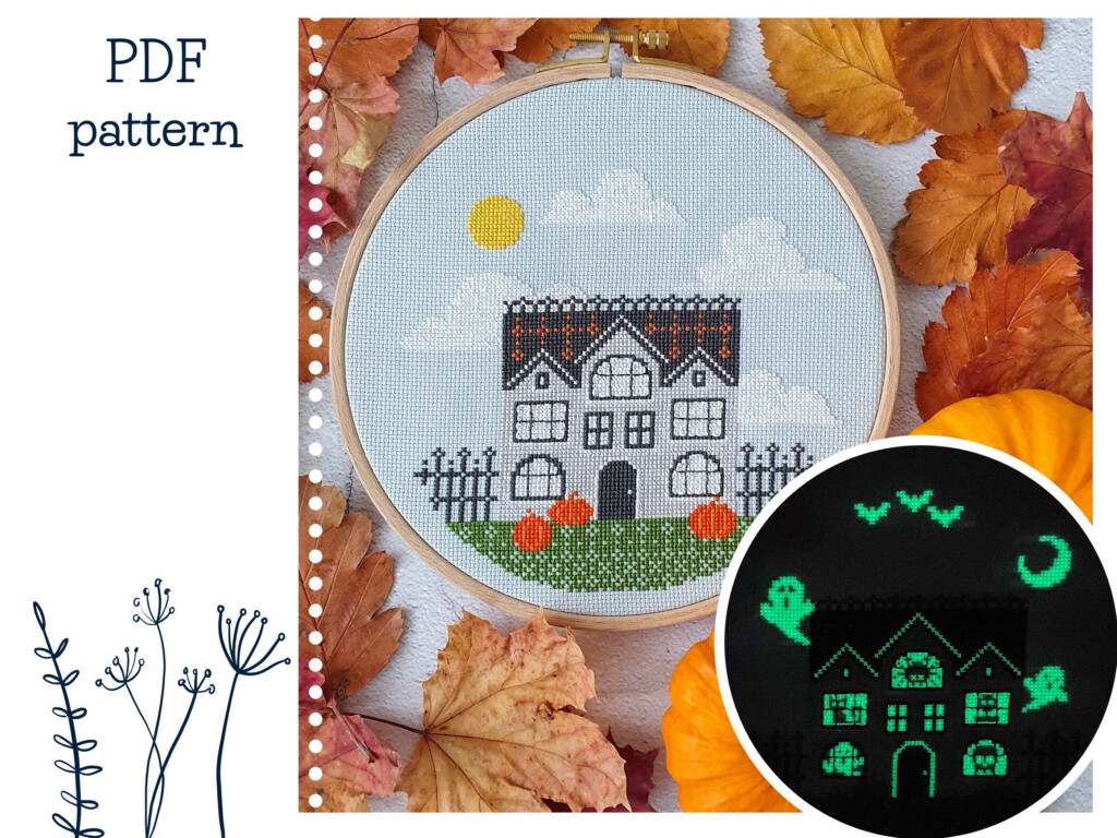 Glow In The Dark Cross Stitch Pattern Halloween Cross Stitch Etsy - Glow In The Dark Cross Stitch Patterns