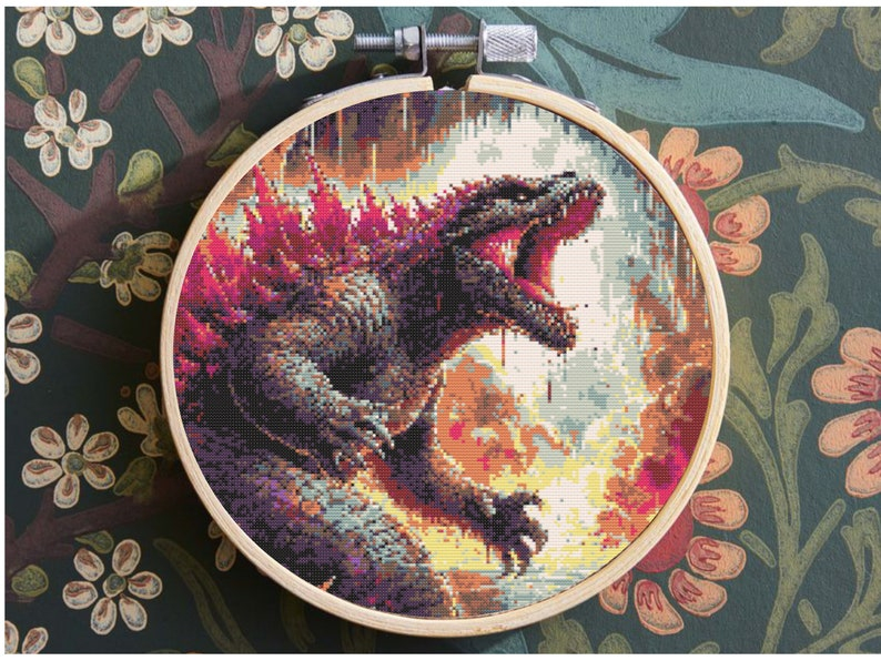 Godzilla Cross Stitch Pattern Instant Download Etsy - Godzilla Cross Stitch Pattern Free