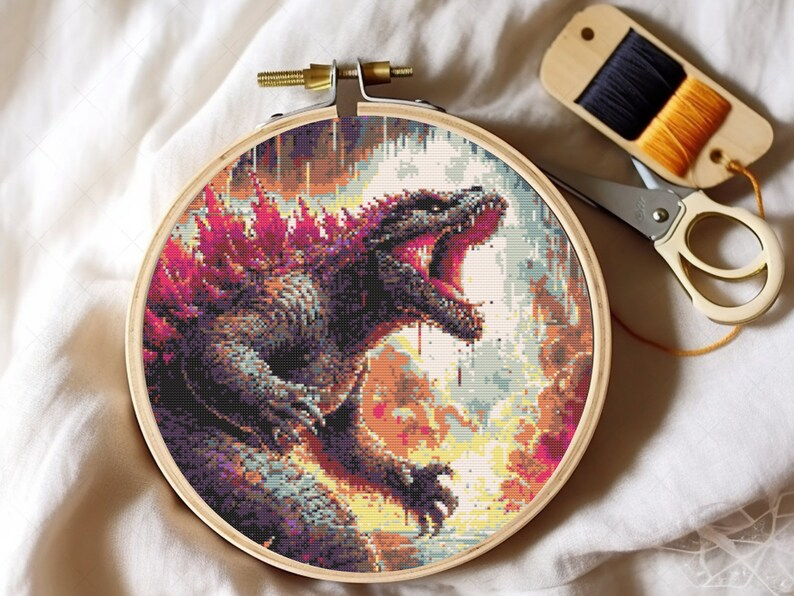 Godzilla Cross Stitch Pattern Instant Download Etsy - Godzilla Cross Stitch Pattern Free