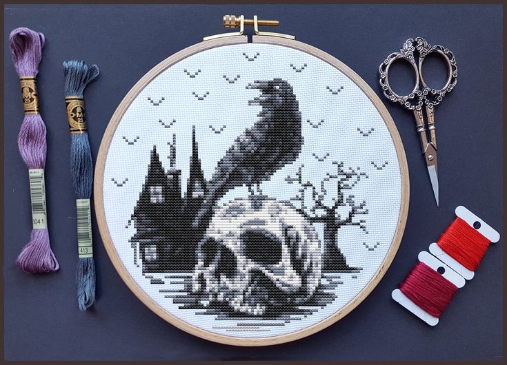 Goth Cross Stitch Patterns - Gothic Skull Cross Stitch Pattern