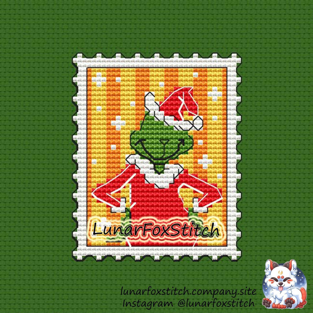 Grinch Stamp Cross Stitch Pattern - The Grinch Cross Stitch Pattern