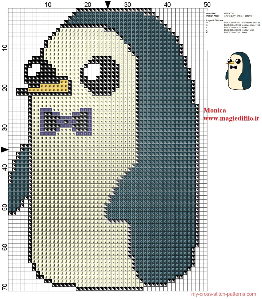 Gunter The Penguin Adventure Time Cross Stitch Pattern Free Cross  - Adventure Time Cross Stitch Pattern