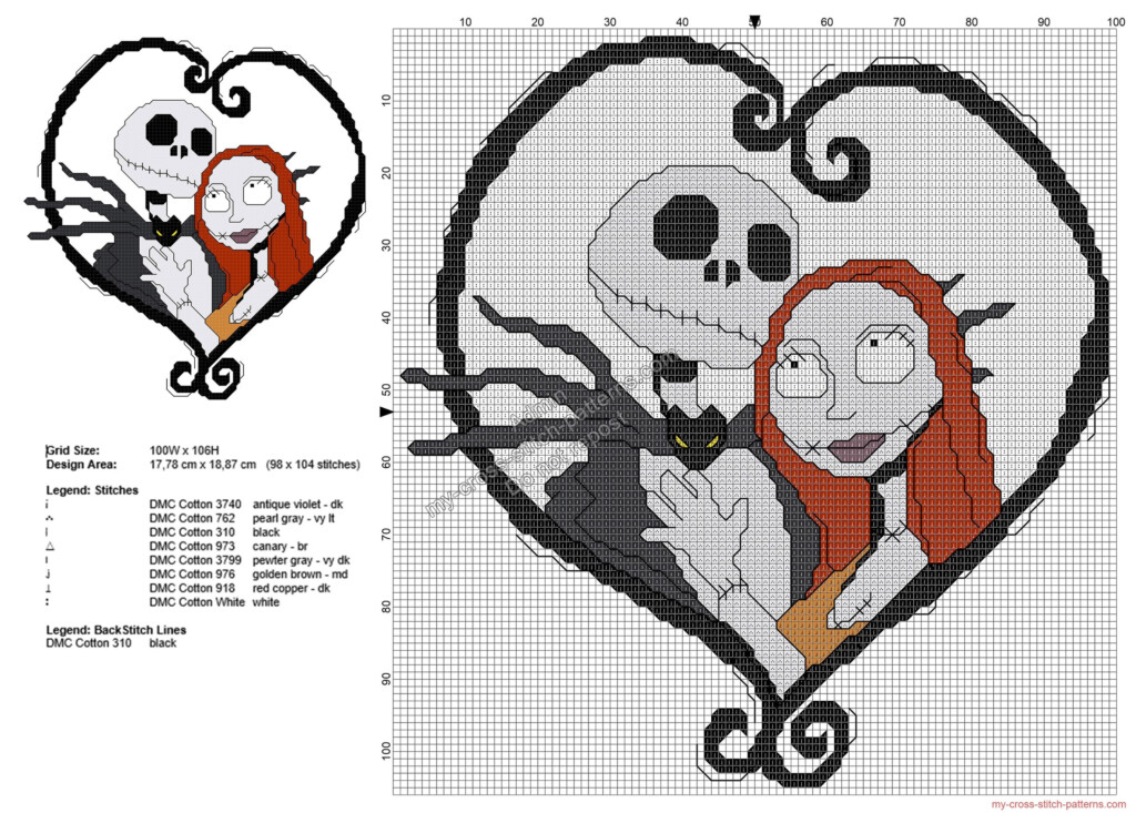 Halloween Cross Stitch Pattern Jack And Sally The Nightmare Before  - Jack And Sally Cross Stitch Pattern
