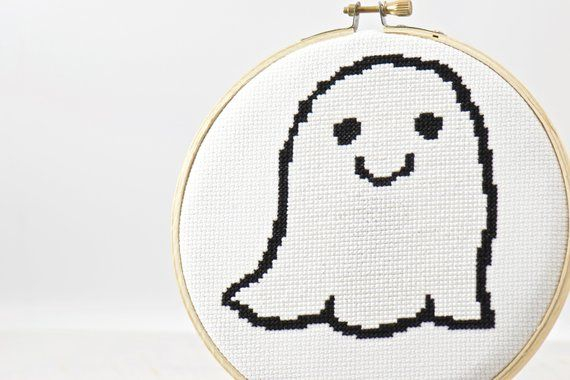 Halloween Ghost Cross Stitch Pattern DIY Instant Download Casper The  - Easy Halloween Cross Stitch Patterns Free