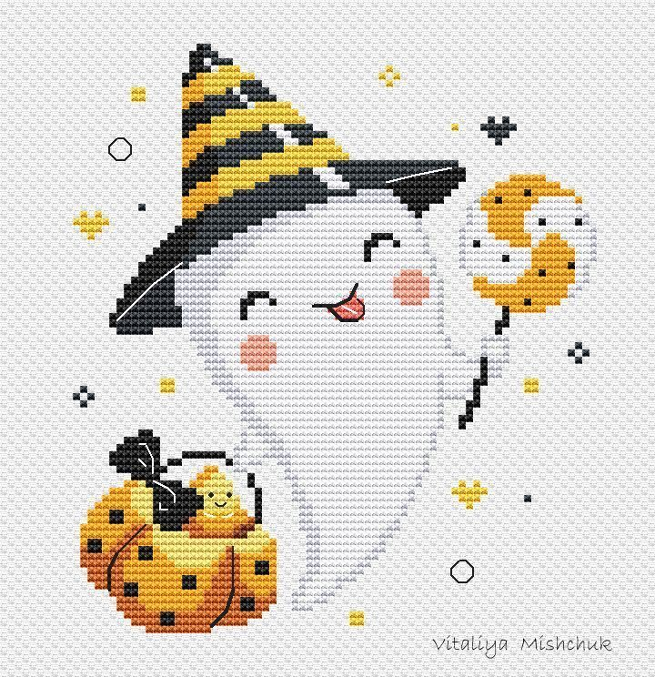 Halloween Ghost Cross Stitch Pattern PDF Easy For Kids Trick Etsy  - Free Ghost Cross Stitch Patterns
