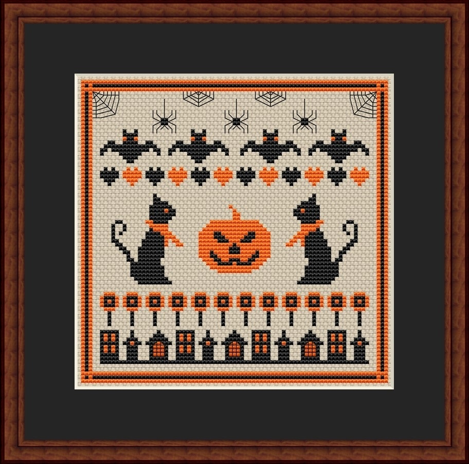 Halloween Primitive Cross Stitch Pattern Code KS 046 Kate Spiridonova  - Free Primitive Halloween Cross Stitch Patterns