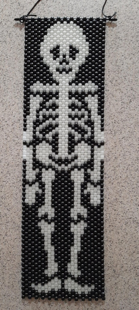 Handmade Halloween Glow In The Dark Skeleton Beaded Banner With Nylon  - Glow In The Dark Cross Stitch Patterns