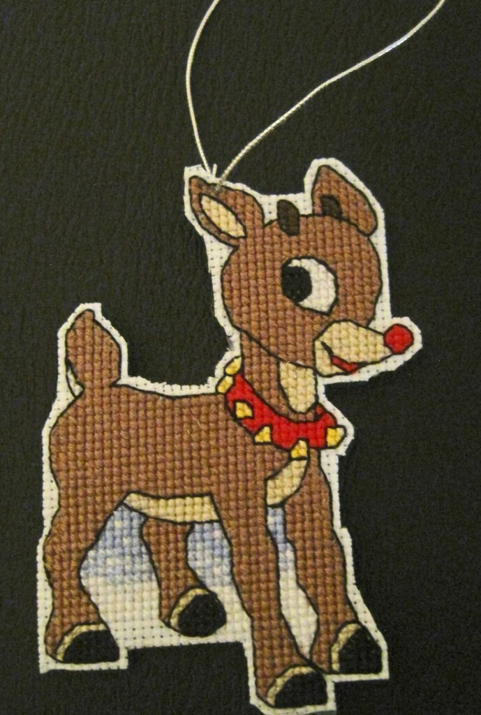 Handmade Rudolph The Red Nosed Reindeer Ornament Funds Donated To  - Rudolph The Red Nosed Reindeer Cross Stitch Pattern