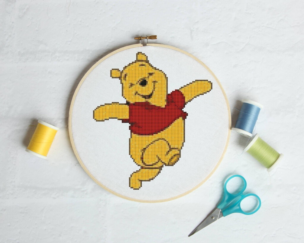 Happy Winnie The Pooh Cross Stitch Pattern PDF Beginners Etsy - Simple Winnie The Pooh Cross Stitch Pattern