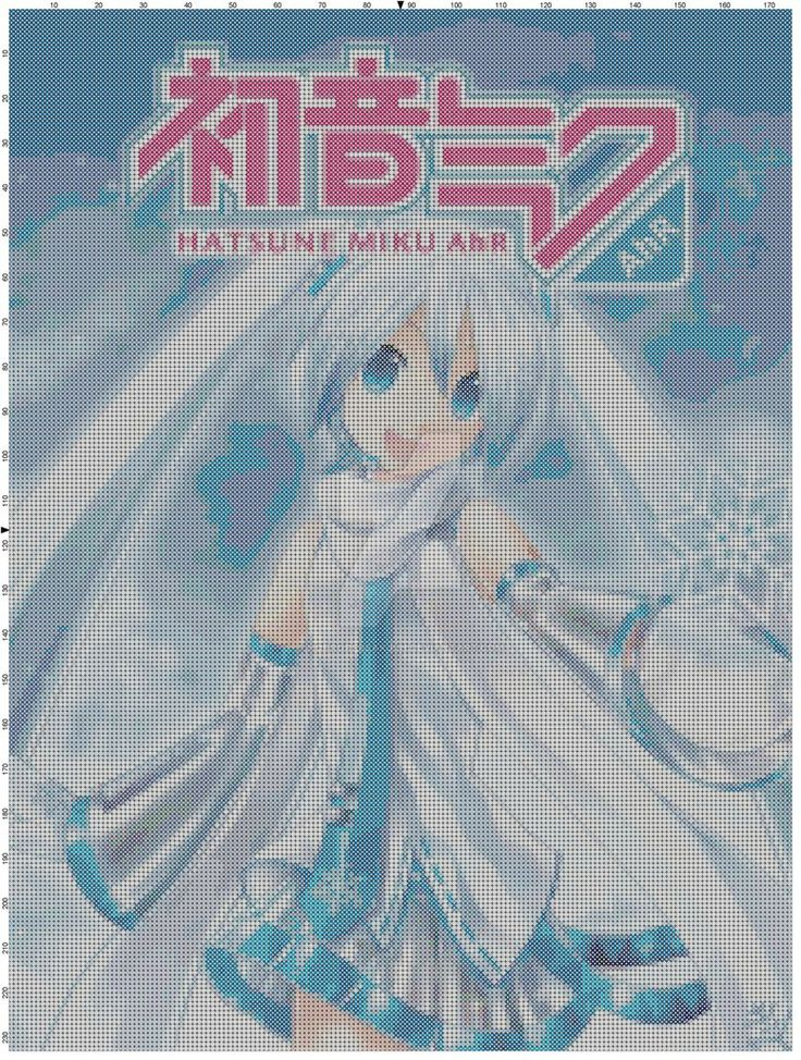 Hatsune Miku Cross Stitch Point De Croix Cross Stitch Miku  - Hatsune Miku Cross Stitch Pattern