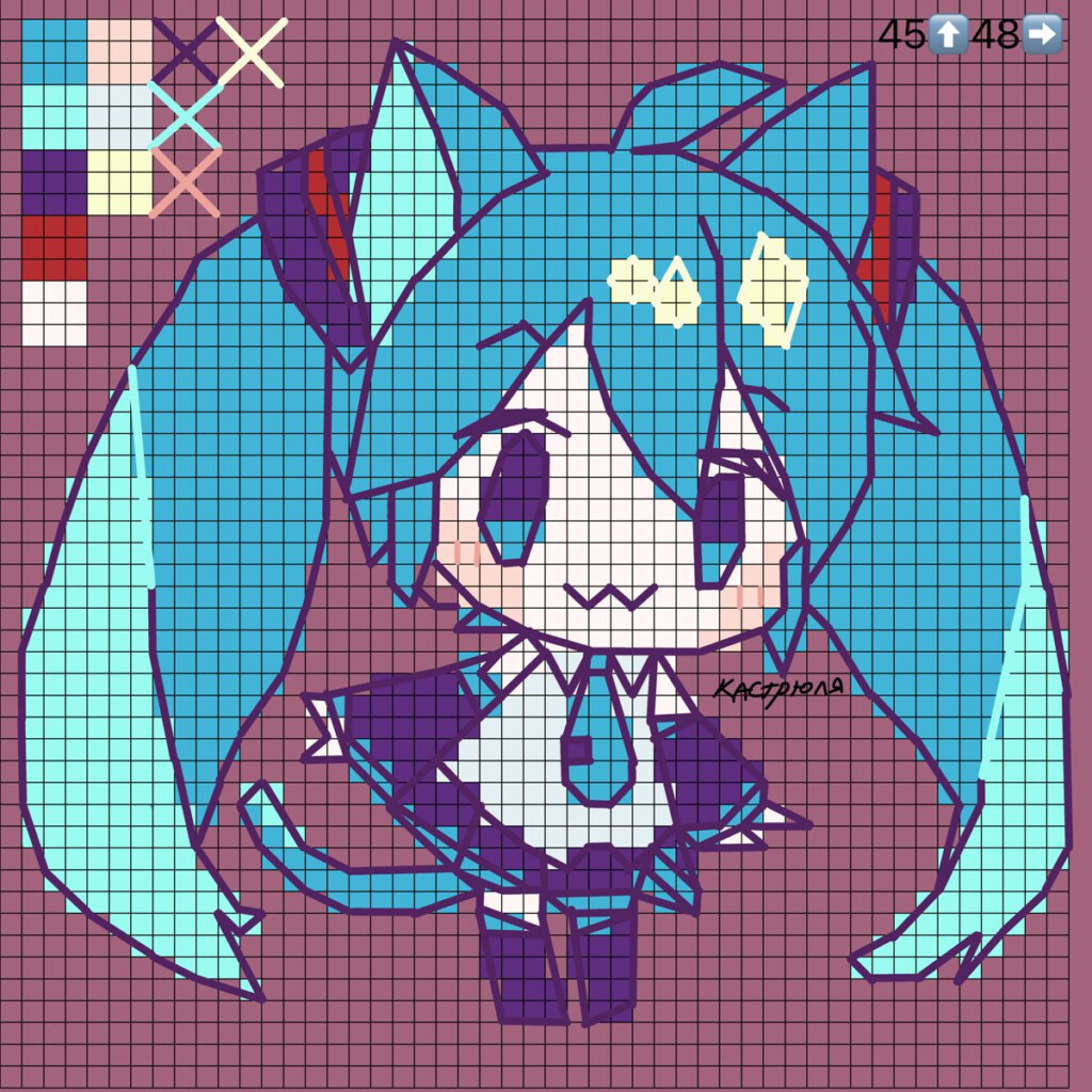 Hatsune Miku Vocaloid Pixel Cross Stitch Pattern Nel 2024 Punto Croce  - Hatsune Miku Cross Stitch Pattern