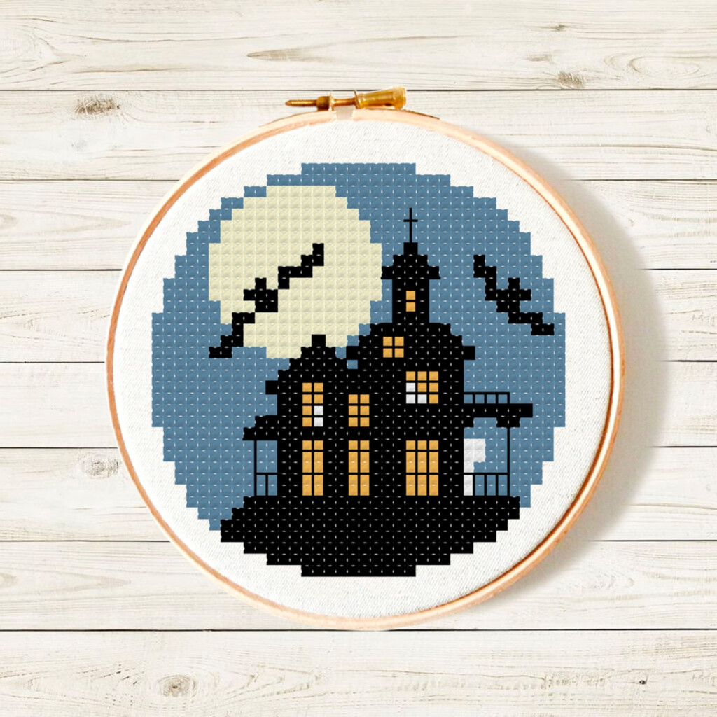 Haunted Mansion Cross Stitch Pattern Halloween Cross Stitch Etsy - Haunted Mansion Cross Stitch Pattern