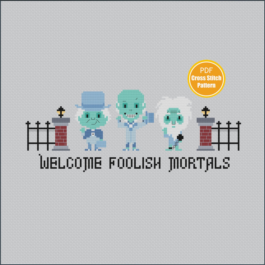 Haunted Mansion Cross Stitch Pattern Hitchhiking Ghosts Etsy - Haunted Mansion Cross Stitch Pattern