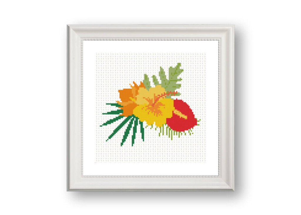 Hawaiian Flower Cross Stitch Pattern Instant Download Etsy - Hawaiian Flower Cross Stitch Pattern