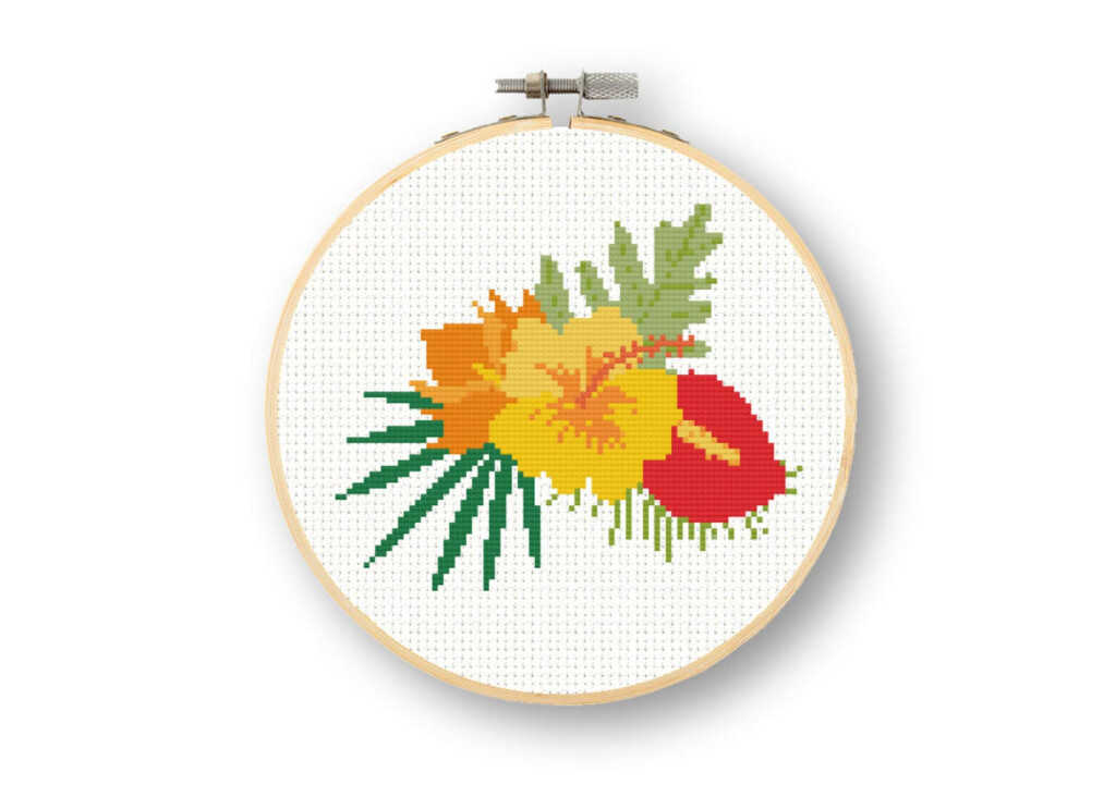 Hawaiian Flower Cross Stitch Pattern Instant Download Etsy - Hawaiian Flower Cross Stitch Pattern