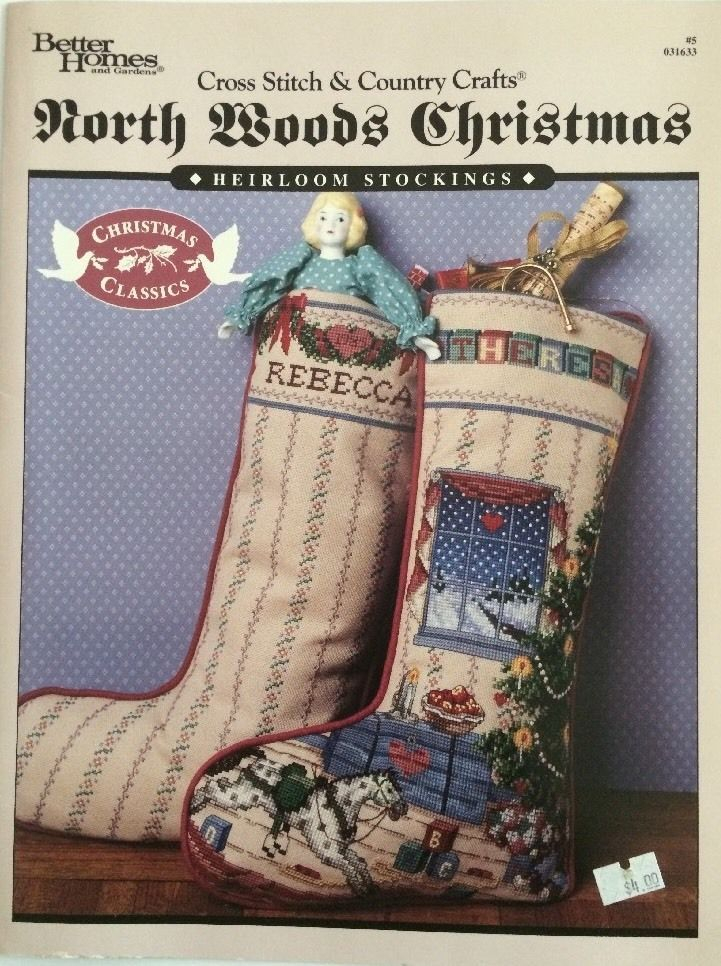 Heirloom Christmas Stockings In Cross Stitch Cross Stitch Patterns - Heirloom Christmas Stocking Cross Stitch Patterns