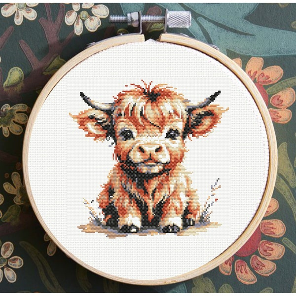 Highland Cow Cross Stitch Pattern Cow Embroidery Etsy - Highland Cow Cross Stitch Pattern Free