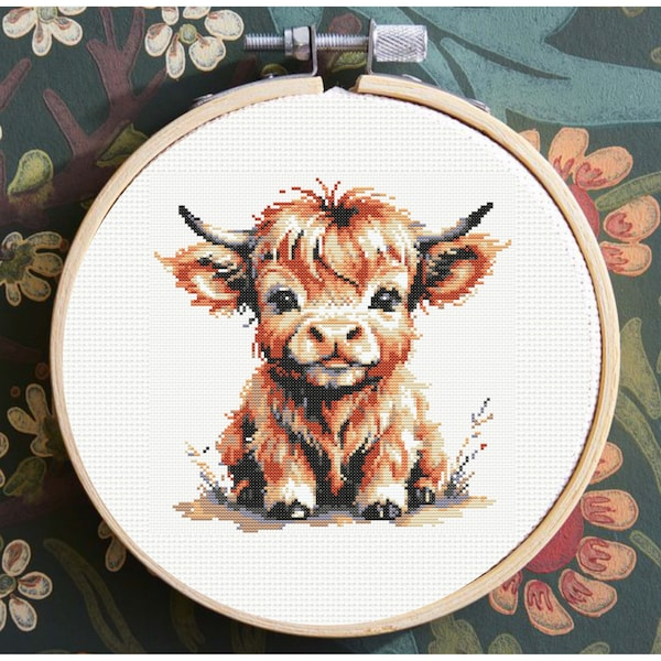 Highland Cow Cross Stitch Pattern Cow Embroidery Etsy - Highland Cow Cross Stitch Pattern Free Pdf
