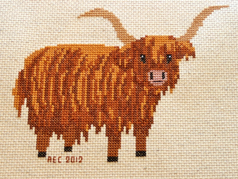 Highland Cow Cross Stitch Pattern Etsy - Highland Cow Cross Stitch Pattern Free