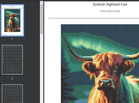 Highland Cow Cross Stitch Pattern Scottish Highland Cow Cross Etsy - Highland Cow Cross Stitch Pattern Free Pdf