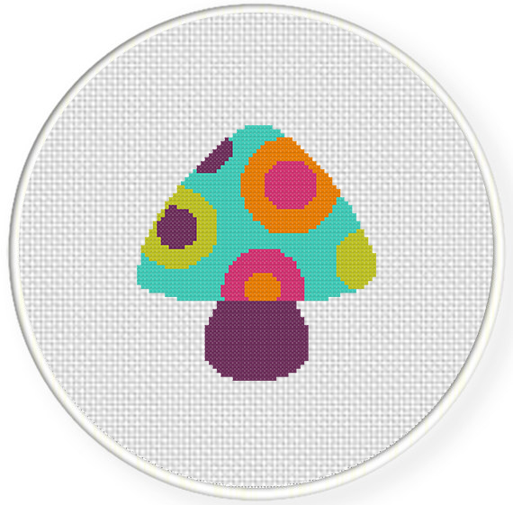 Hippie Mushroom Cross Stitch Pattern Daily Cross Stitch - Cross Stitch Mushroom Pattern Free
