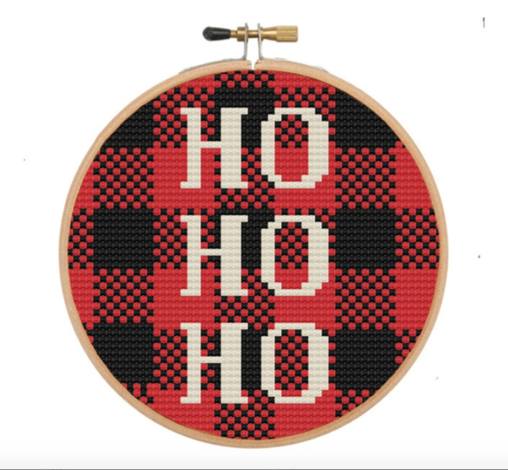 Ho Ho Ho Cross Stitch Pattern Modern Cross Stitch Chart Cute Santa  - Ho Ho Ho Cross Stitch Pattern