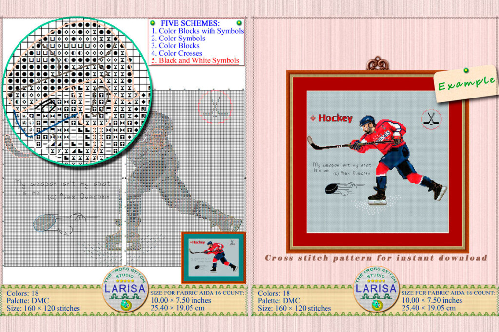 Hockey Cross Stitch Pattern Hockey Player Ice Hockey By  - Hockey Cross Stitch Pattern Free