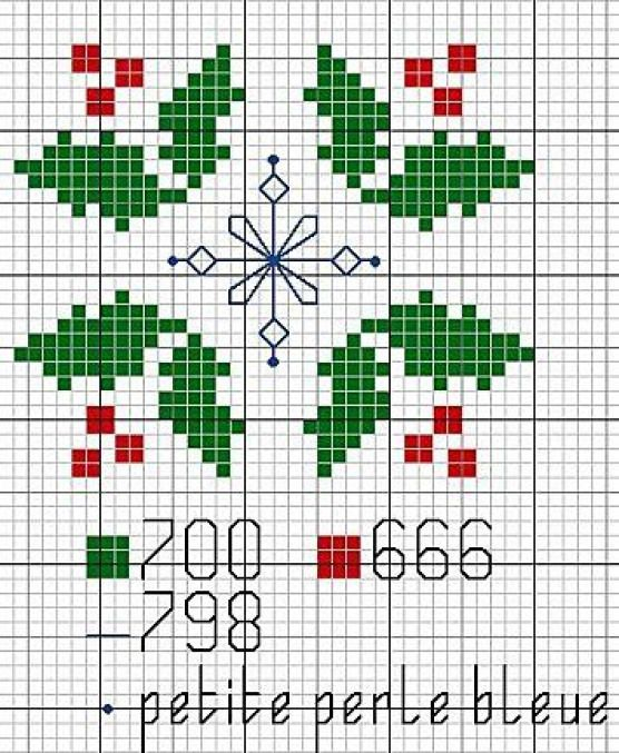 Holly Leaves Cute Holiday Cross Stitch Pattern  - Cross Stitch Holly Pattern Free