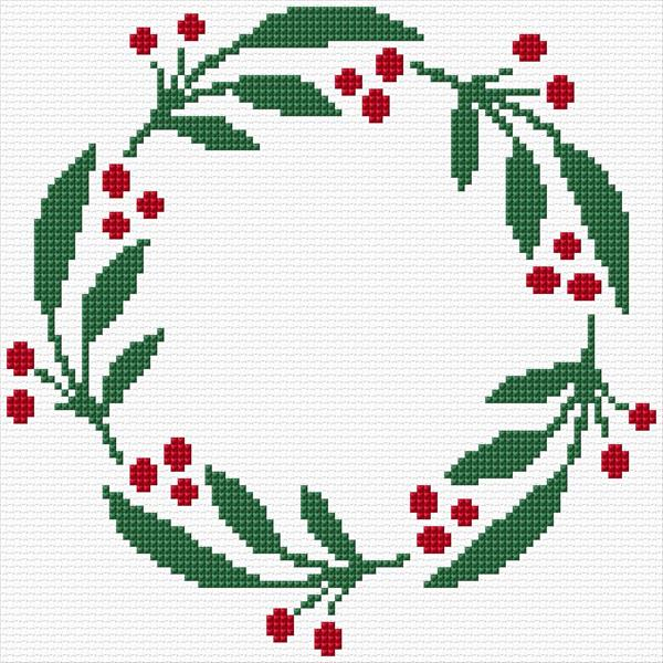 Holly Wreath Cross Stitch Designs - Cross Stitch Holly Pattern Free