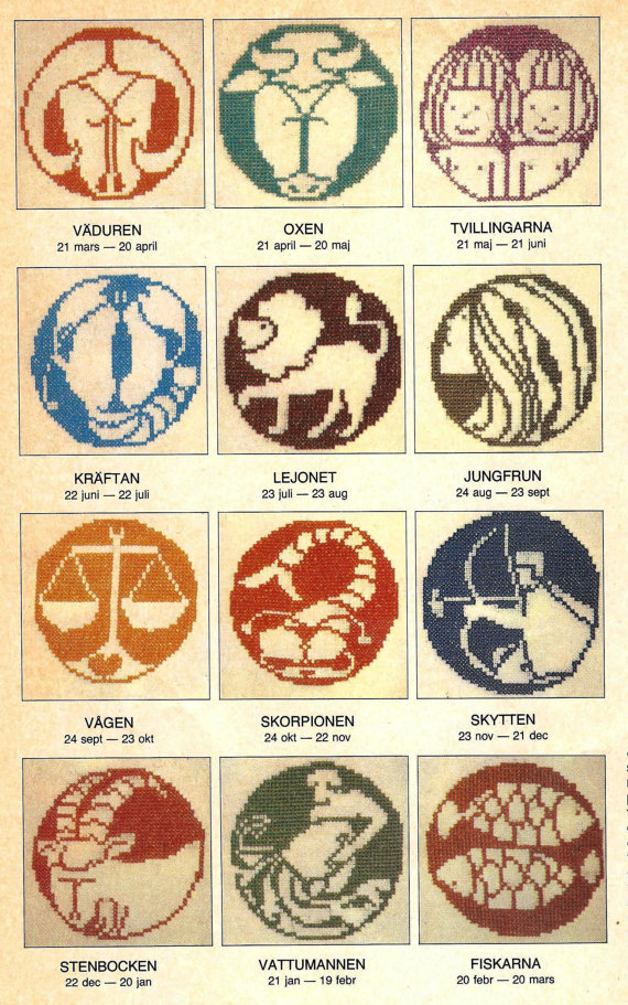Horoscope Cross Stitch Patterns 12 Zodiac Signs Cross Stitch Etsy  - Zodiac Signs Cross Stitch Patterns