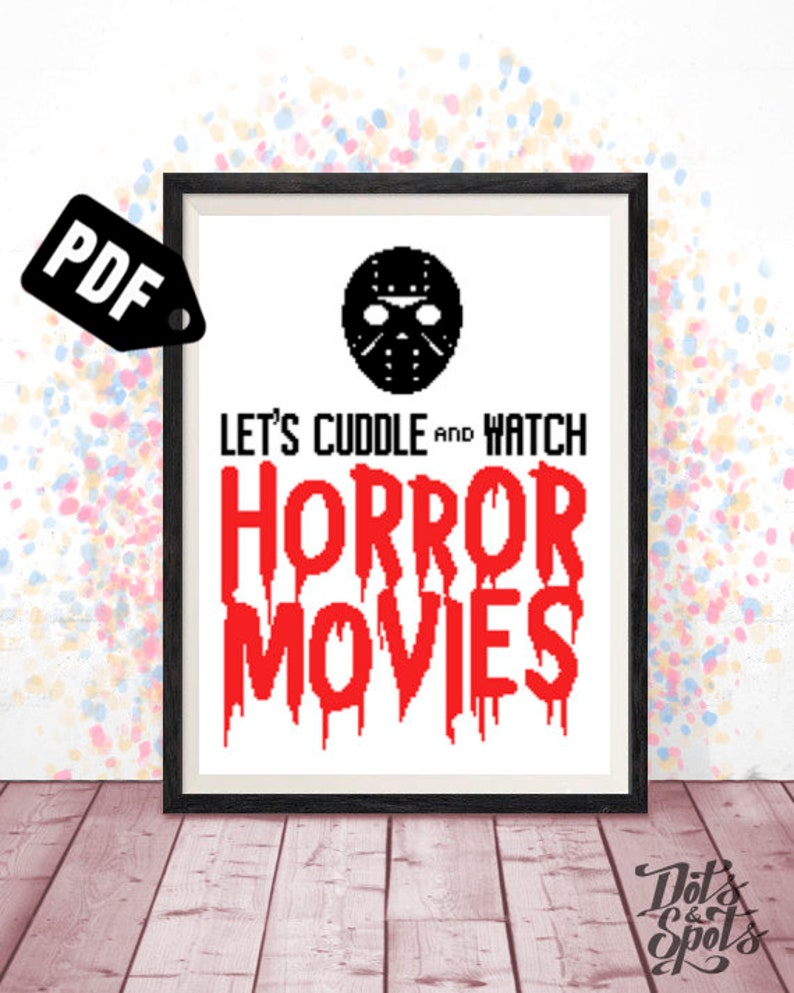 Horror Movie Cross Stitch Pattern For Beginners Embroidery Etsy - Horror Movie Cross Stitch Pattern