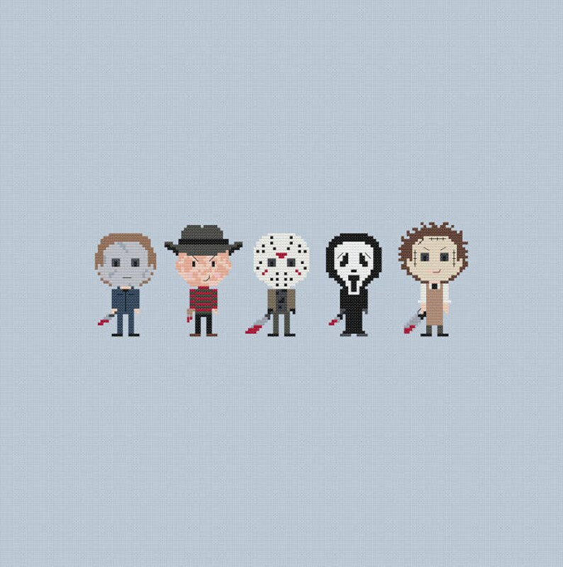 Horror Movie Cross Stitch Pattern Slasher Killers Jason Etsy - Horror Movie Cross Stitch Pattern