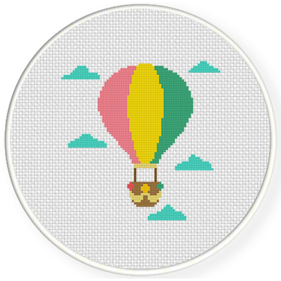 Hot Air Balloon In The Sky Cross Stitch Pattern Daily Cross Stitch - Hot Air Balloon Cross Stitch Pattern Free