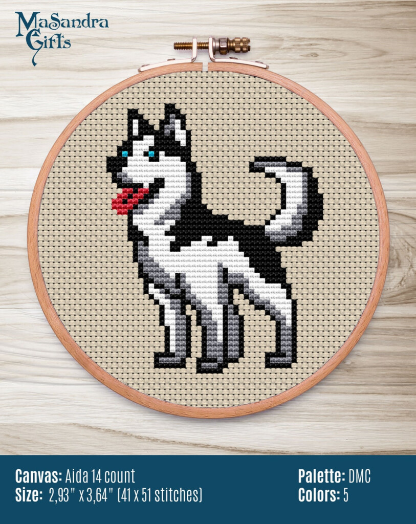 Husky Dog Cross Stitch Pattern Siberian Husky Cross Stitch Etsy - Siberian Husky Cross Stitch Pattern