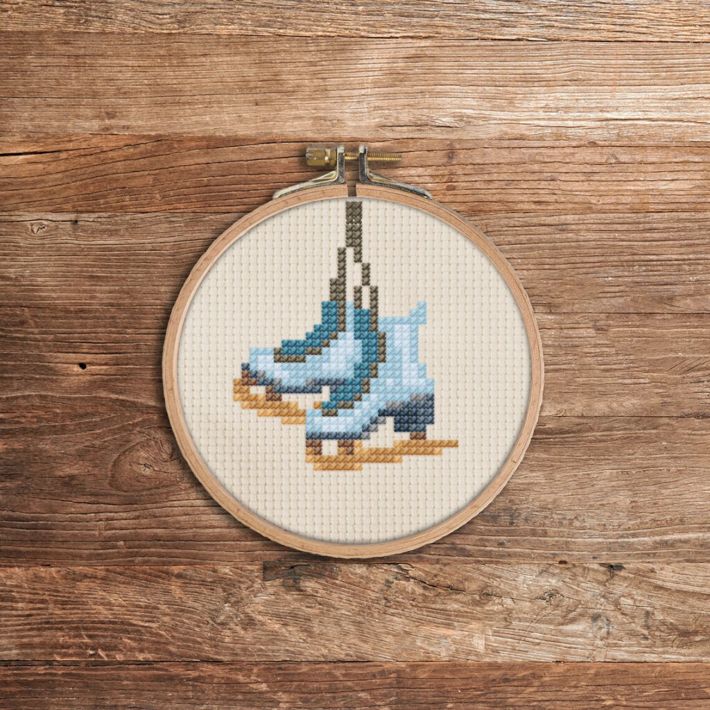 Ice Skates PDF Cross Stitch Pattern DIY Christmas Ornament Etsy - Ice Skate Cross Stitch Pattern