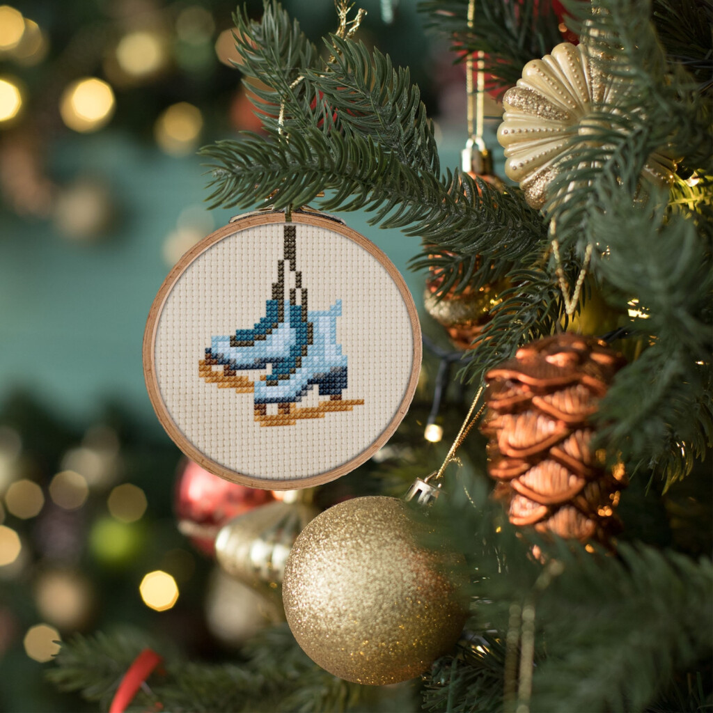 Ice Skates PDF Cross Stitch Pattern DIY Christmas Ornament Etsy - Ice Skate Cross Stitch Pattern